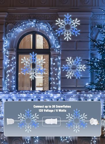 Brightown Christmas Lights Outdoor, 72 LED 20" Folding Big Snowflake Lights