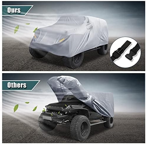X AUTOHAUX SUV Car Cover for Jeep Wrangler JK JL 4 Door 2007-2021 210D Gray