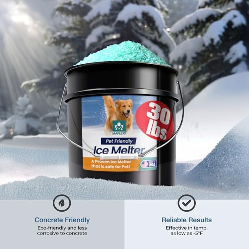 Maple99 Pet Safe Ice Melt Safer for Concrete 35 lb Snow Salt Ice Melt Pet Friendly, Green Salt for Snow and Ice Removal, Sidewalk Salt, Driveway Salt, Snow Melt is Effective Up to -5