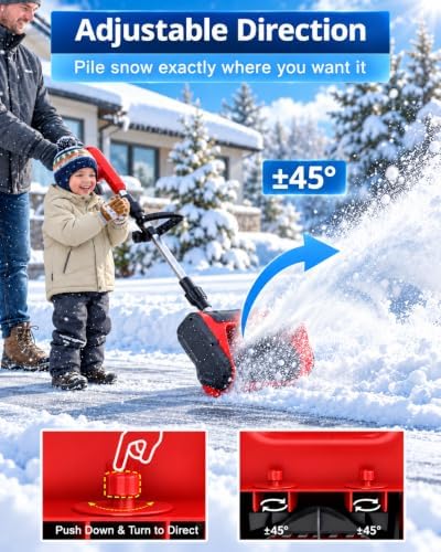 DEGGE Electric Cordless Snow Shovel, 2X 3.0Ah/ 20V/ 12-Inch Battery