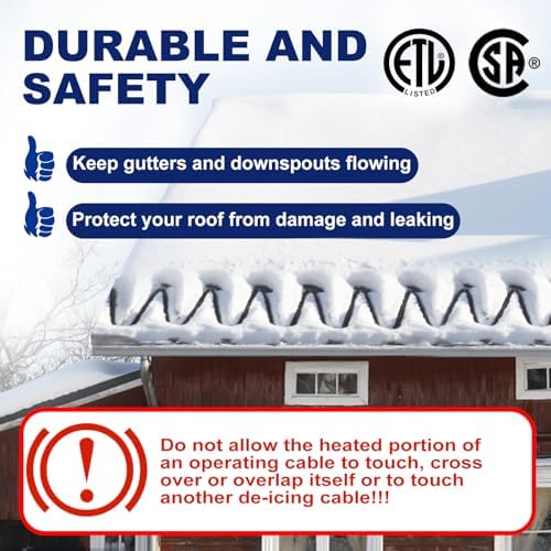 HEATIT HIRD 160FT Roof & Gutter De-Icing Cable, 5W/ft Heat Tape