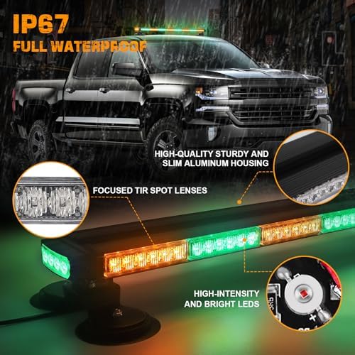 XRIDONSEN 37" 104 LED Roof Strobe Light Bar Rooftop Magnetic lights