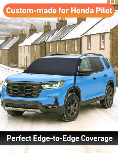 EcoNour Car Snow Cover Compatible for Honda Pilot | Windshield Cover for Ice and Snow with S-Hook Straps | Heavy-Duty 600D Oxford Winter Car Cover, Waterproof & Anti-Slip