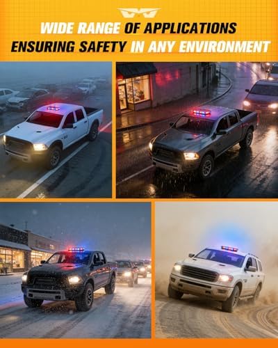 LUMENIX 56 LED Red Blue Rooftop Beacon Strobe Light Bar for Trucks