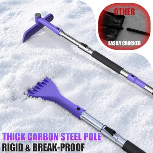 62" Long 3‑in‑1 Car Snow Brush, Ice Scraper With Squeegee for Truck SUV Car