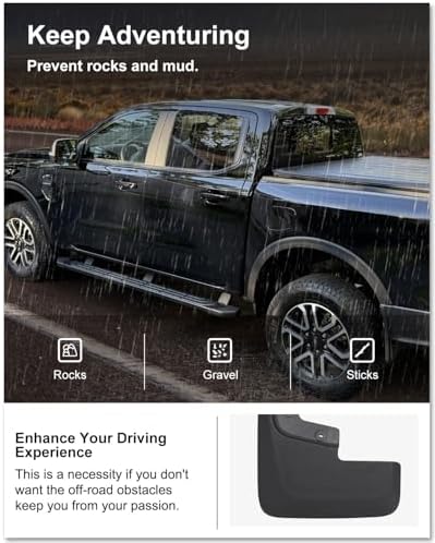 Kiwi Master No Drill Mud Flaps for 2024-2026 Ford Ranger (Not Fits Raptor)