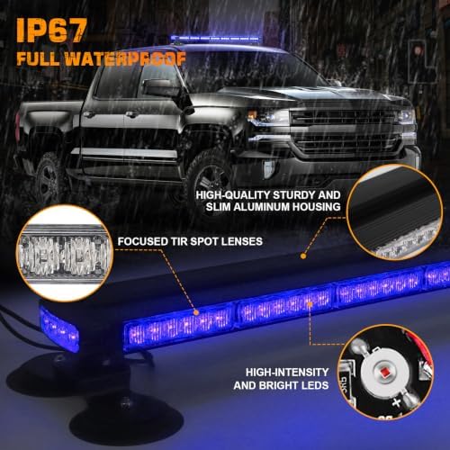 XRIDONSEN 37" 104 LED Roof Strobe Light Bar, Rooftop Magnetic lights