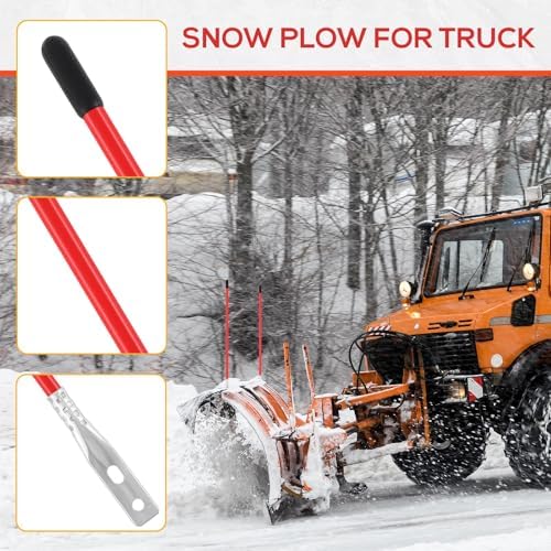Lasnten 4 Pcs 27 Inch Snow Plow Blade Markers Guide Kit Boat Trailer Poles Steel Wire Inside Bolt on Bumper High Visibility Easy Installation for ATV Western Snowplows Trucks (Red)
