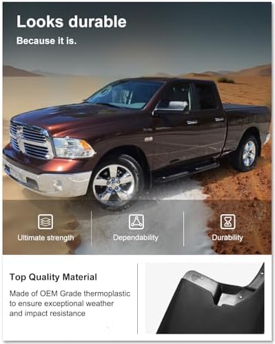 Kiwi Master No Drill Mud Flaps for 2009-2018 Ram 1500/2500/3500 w/o Fender