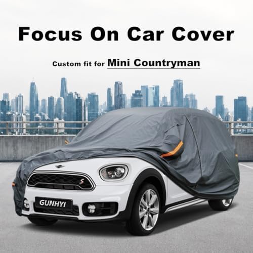 GUNHYI Premium Car Cover Custom Fit Mini Countryman (2010-2026), 16 Layers Heavy Duty Car Cover Waterproof All Weather with Zipper Door for Sun Rain Snow Dust Uv Protection