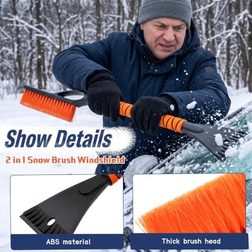 Uiifan 6 Pack 27" Snow Brush and Ice Scraper for Car SUV Truck,Orange