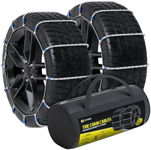 Tire Chain Cables For Snow & Ice, Fits Passenger Cars & Some SUVs, Constructed to Provide Maximum Traction & Grip - Set of 2 (X-Small)
