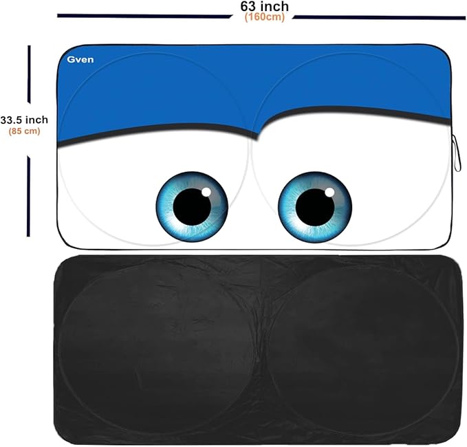 GVEN Windshield Sun Shades Car Sun Shade Protector Blocks UV Rays for Full-Size Sedan & SUV, Mid-Size SUV, Sports Cars, Wagon and Mid-Size Pickup Truck Car Accessories (Blue,L)