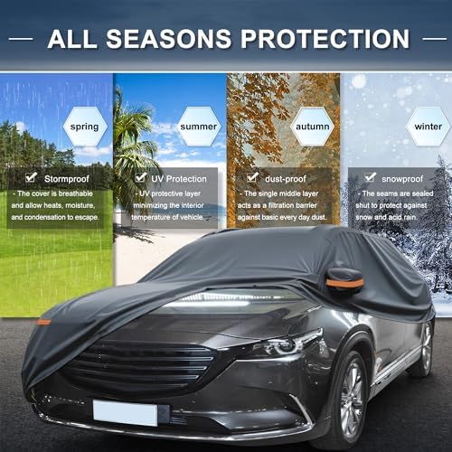X AUTOHAUX Waterproof Full Car Cover for Mazda CX-5 210D-PU w/Door Zipper