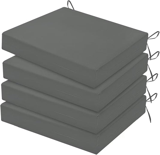 HARBOREST Outdoor Chair Cushions Set of 4, Water Resistant Patio Chair Cushions with Ties, Square Corner Outdoor Seat Cushions for Patio Furniture, 18.5"x16"x3", Dark Grey
