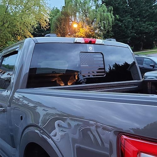 for Ford F150 F250 F350 2015– 2023 2024 2025 2026 Rear Middle Window American Flag Decal, Matte Black USA Flag Sticker for Truck Back Glass, Patriotic Vinyl Decal for Ford Raptor Accessories