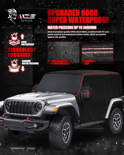 MZS 600D Waterproof Outdoor Cab Cover for Wrangler JK JL 2 Door 2007-2026