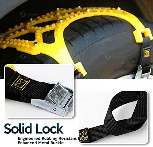 Snow Tire Chains Durable All Season Anti-Skid Snow Chains for Car Tires SUV, Pick Up and Truck Tire Chains for Emergencies and Road Trip Travel 6-Pack Yellow