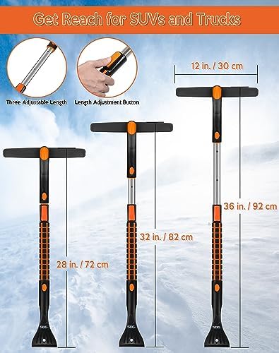 SEG Direct 36" Extendable Snow Brush with Ice Scraper Telescoping Handle