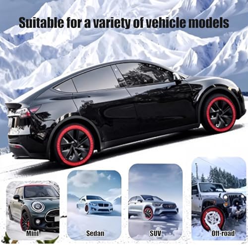 2 Pack Automotive Snow Socks for Tires Snow Socks Fabric Car Chains Easy to Install Winter Car Accessories for Passenger Cars SUV Trucks Pickup Winter Emergency(245/70R17.5)