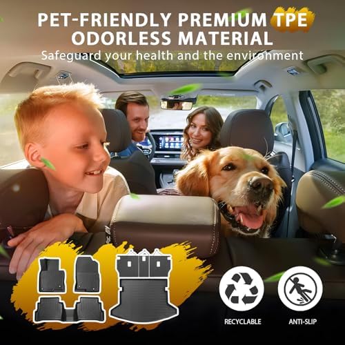 Powerty Floor Mats for Mazda CX-5 2017-2025, All Weather 3D TPE Anti-Slip Trunk Cargo Liner Seat Back Covers Protectors Full Set Car Accessories