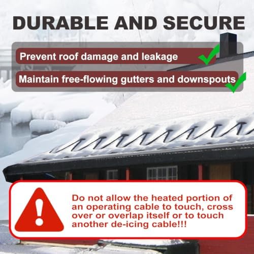 TDRD 80FT Roof & Gutter De-Icing Cable, 5W/ft