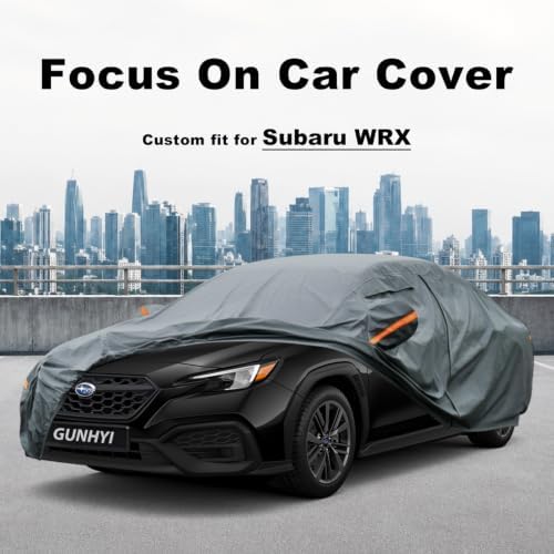GUNHYI Premium Car Cover Custom Fit Subaru WRX, 16 Layers Heavy Duty Car Cover Waterproof All Weather with Zipper Door for Sun Rain Snow Dust Uv Protection