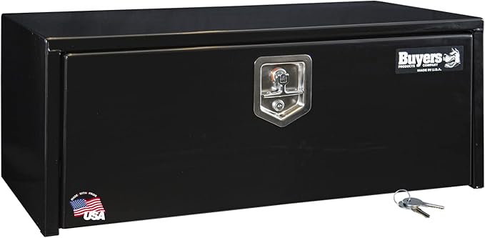 Buyers Products 1703305 Black Steel Underbody Truck Tool Box – 14 x 16 x 36 Inch - Truck Bed & Underbelly RV Storage Box, Locking T-Latch, Weather-Resistant, Heavy-Duty Flatbed Job Box, Made in USA