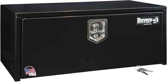 Buyers Products 1703305 Black Steel Underbody Truck Tool Box – 14 x 16 x 36 Inch - Truck Bed & Underbelly RV Storage Box, Locking T-Latch, Weather-Resistant, Heavy-Duty Flatbed Job Box, Made in USA