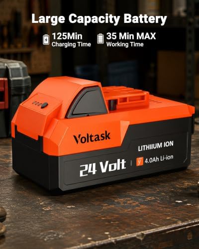 VOLTASK 24V Electric Ice Scraper, 1500RPM High-Speed Windshield Scraper for Ice and Snow, Adjustable Handle, Extension Rod, Dual Cutter Head Ice Scraper for Steps/Sidewalk/Driveway