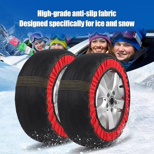 2 Pack Automotive Snow Socks for Tires Snow Socks Fabric Car Chains Easy to Install Winter Car Accessories for Passenger Cars SUV Trucks Pickup Winter Emergency(225/55R19)