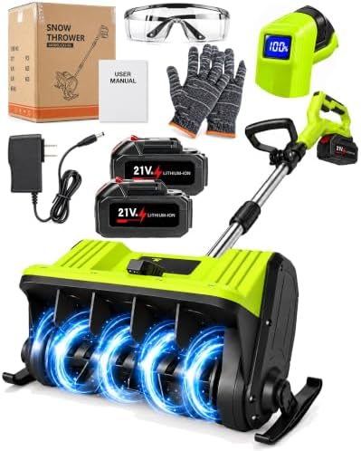 21V Electric Cordless Snow Shovel, 10In 700W Brushless Snow Blower(2X4.0Ah)