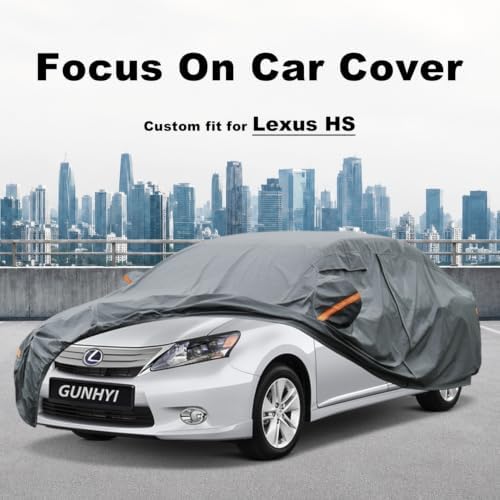 GUNHYI Premium Car Cover Custom Fit Lexus HS, 16 Layers Heavy Duty Car Cover Waterproof All Weather with Zipper Door for Sun Rain Snow Dust Uv Protection