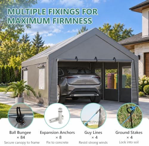 13x20ft Heavy Duty Carport Outdoor Garage Canopy with Weatherproof Shelter
