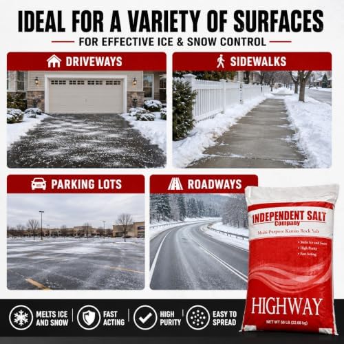 EASYGO PRODUCTS Independent Salt - Snow and Ice Melt Salt for Driveway, Sidewalk, Highway - 50 Pounds 2 Pack