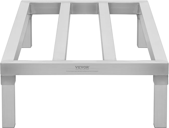 VEVOR Aluminum Dunnage Rack, 48” x 20” Commercial Food Floor Rack, 8” Off the Floor, 1800 lbs Capacity All-Welded Aluminum Storage Rack, for Storage in Restaurants, Kitchens, Garages and Vehicles