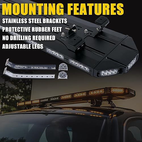 12V-24V 47" 88 LED Strobe Light Bar, Emergency Warning Strobe Lights Traffic Advisor Warning Lightbar IP68 for Trucks Construction Vehicles /15Flash Mode/Amber