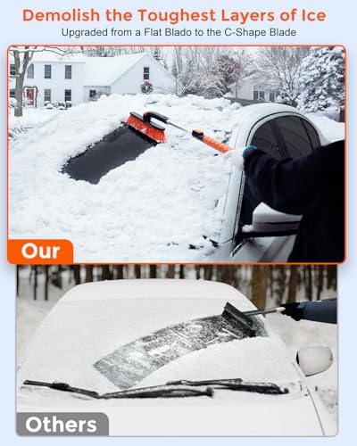 DooGooCoo 42" Extendable Snow Brush & Ice Scrapers for Car Windshield