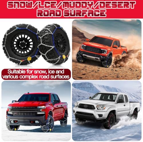 DEDC Auto Lock Snow Tire Chains 4.5mm Enhance Mn Steel Fits 39X13.5 R17
