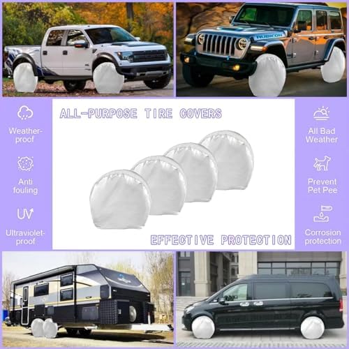 MORNYRAY Tire Covers 4 Pack,Waterproof Anti-UV Snow Sun Rain Tire Covers for RV,Truck, SUV, Trailer, Camper.