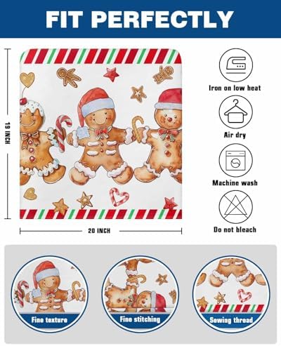 Christmas Gingerbread Man Chair Back Covers Set of 8 Xmas Stars Candy Sugar Watercolor Vintage Washable Removable Chair Cover Slipcover Protector for Dining Room Hotel Party Holiday Decor