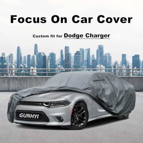 GUNHYI Premium Car Cover Custom Fit Dodge Charger (2006-2026), 16 Layers Heavy Duty Car Cover Waterproof All Weather with Zipper Door for Sun Rain Snow Dust Uv Protection