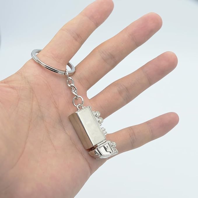 2PCS Semi Trailer Truck Keychain Bag Charms Metal Cute Freight liner Trucker Car Key Chain Ring Pendant for Men Boys