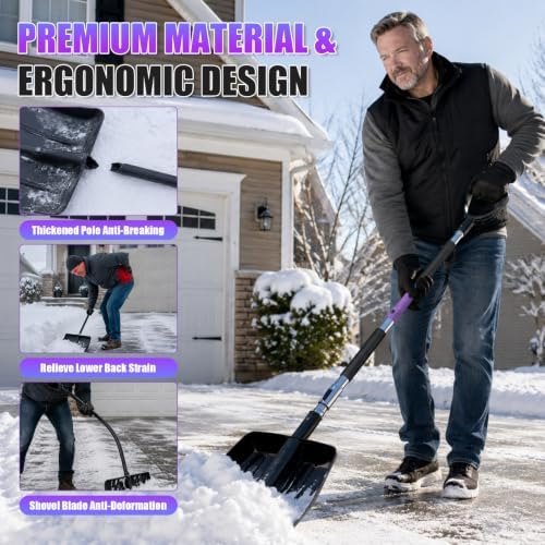 62'' Extendable Snow Brush & Ice Scrapers, Snow Shovel for Car Truck SUV