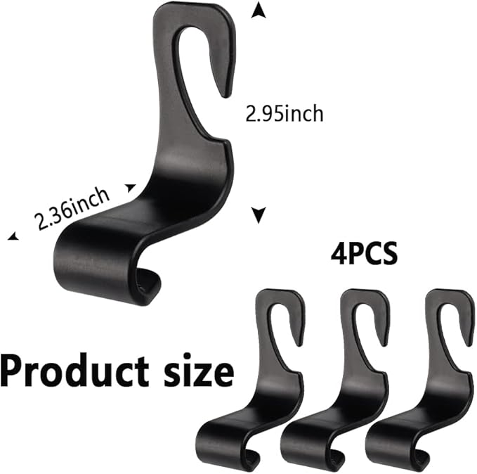 Utility Car Headrest Hidden Hook 33lbMax Car Hooks for Purses & Bags,Hat Holder for Truck Seat Hanger Storage Organizer for Coats,Umbrellas,Grocery Bags,Handbags Universal Car Accessories (Black)
