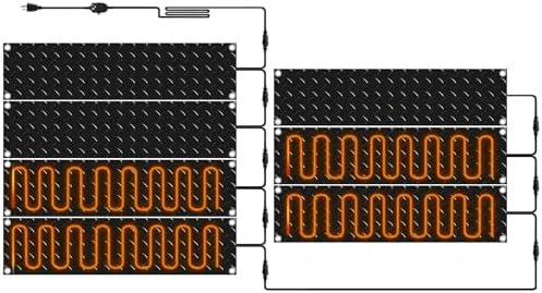 Riakrum 7 Pcs Heated Snow Melting Mats Outdoor, 10 x 30 in Winter Anti-Slip Heated Rubber Mat for Walkways Decks and Sidewalks, Electric Snow and Ice Melting Pads Connection with 9.84 ft Power Cord