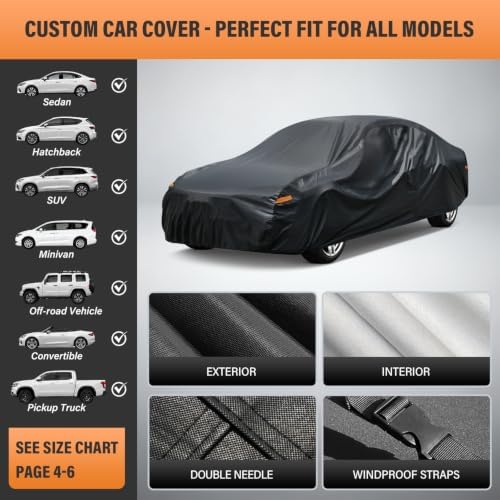 Kayme Large Car Cover Waterproof All Weather - See Size Chart - Size C7
