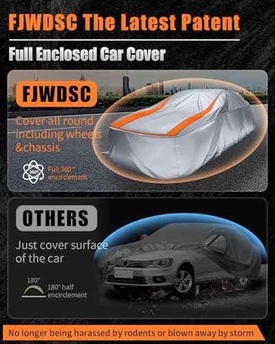 Sliver Full Enclosed Car Cover Universal Fit VW Beetle/Golf,Porsche Boxster,350z/370z,Audi TT/A3,BMW Z4,Supra A90/Integra,BRZ,RX-8,Clubman Sedan/Coupe/Hatchback/Cabrio Length 165-177 in