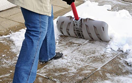 TABOR TOOLS Snow Pusher with Fiberglass Handle, 18 Inch Wide Blade, Snow Shovel with Comfortable D Grip Handle. J219A. (Snow Pusher, Long 35 Inch Handle)