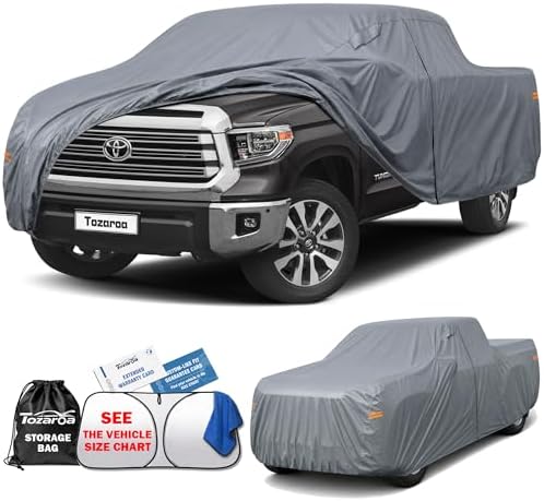 Truck Cover Waterproof All-Weather,Outdoor Full Exterior Pickup Covers Custom Fit for Toyota Tundra,Ford F150,Chevrolet Silverado 1500,Chevrolet Avalanche 2500 etc Size T3(See Size Chart)